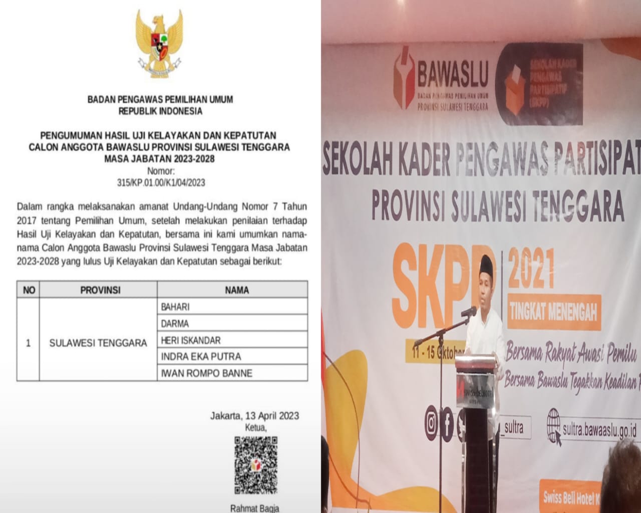 5 Anggota Bawaslu Sultra Resmi Diumumkan Satu Incumbent Kembali